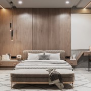 Wooden Base Bed Design With Sider